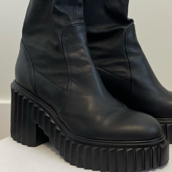 AGL Tiggy Sock booties Size 41 leather combat boot pull on style black boots - Picture 13 of 13